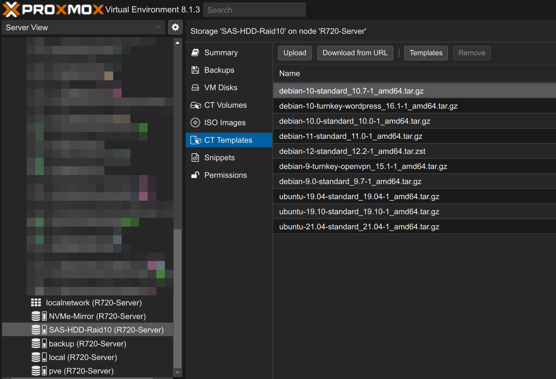 Install Proxmox Container LXC in 10 steps 1 add template